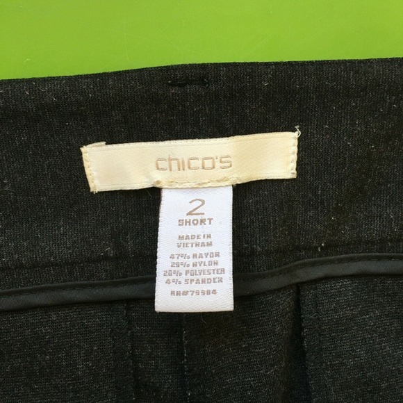 Chicos Pants Womens Sz 2S US Sz L 12 Short Charcoal Gray Stretch Knit Trouser - Picture 6 of 8